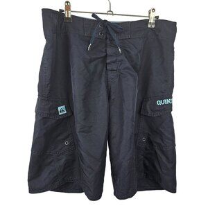 Quiksilver Men's Navy Blue Cargo Board Shorts Size 33 Swim